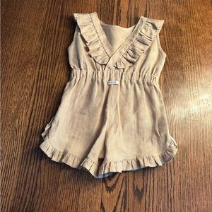 Adorable Beige Ruffle Kids Jumpsuit